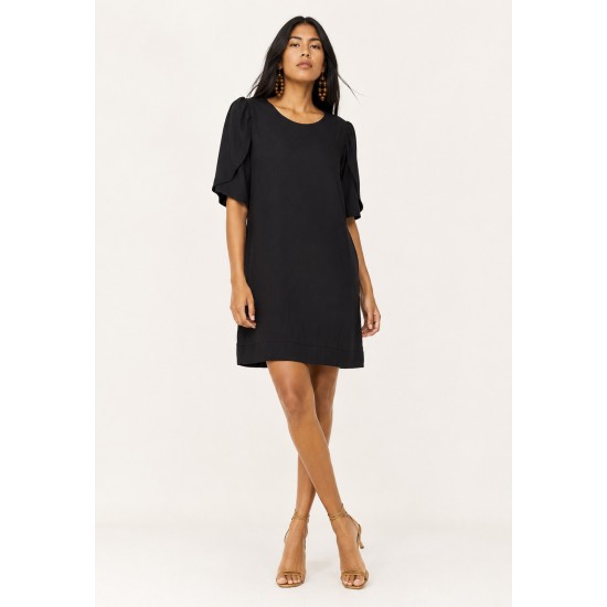 Vestido Curto Viscose Balli Manga Curta Preto