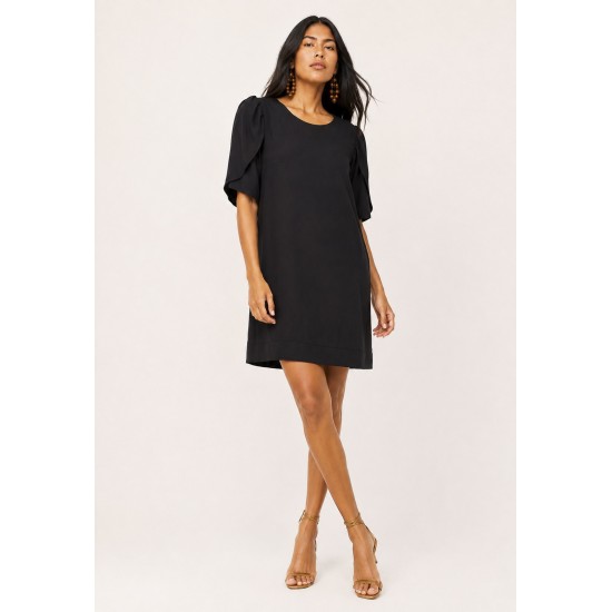 Vestido Curto Viscose Balli Manga Curta Preto