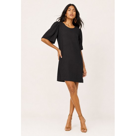 Vestido Curto Viscose Balli Manga Curta Preto