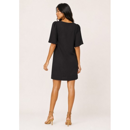 Vestido Curto Viscose Balli Manga Curta Preto