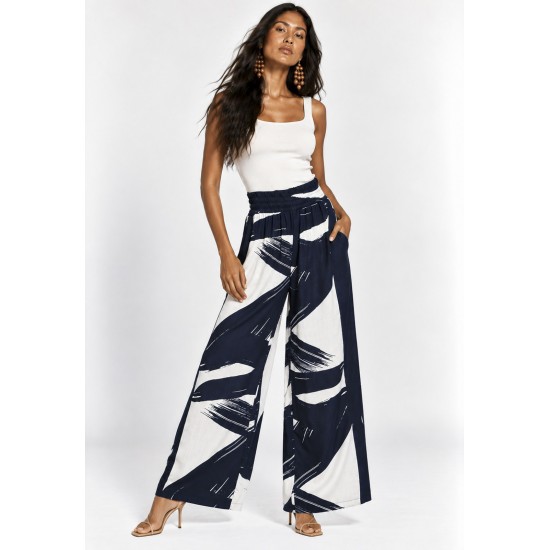 Calça Pantalona Elastic Embaú Estampa Pinceladas do Rio Negro