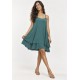 Vestido Curto Itaúna Viscose Babados Duplo Verde