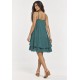 Vestido Curto Itaúna Viscose Babados Duplo Verde