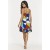 Vestido Curto Itaúna Viscose Babados Duplo Estampa Jardim Azul