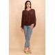 Blusa Moicana Malha Morcego Marrom