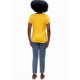 Blusa Básica Morcego Malha Gola V Manga Curta Amarela
