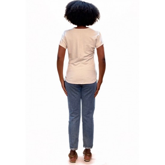 Blusa Básica Morcego Malha Gola V Manga Curta Branca