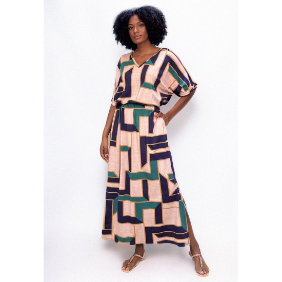 Vestido Longo Malha Estampa Chapada de Areia