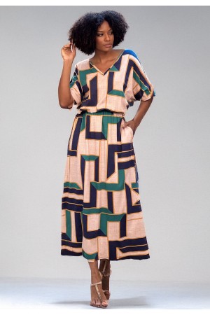 Vestido Longo Malha Estampa Chapada de Areia