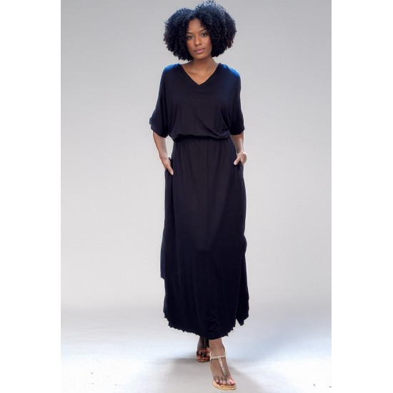 Vestido Longo Malha Preto