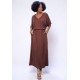 Vestido Longo Malha Estampa Marrom
