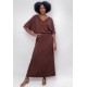 Vestido Longo Malha Estampa Marrom
