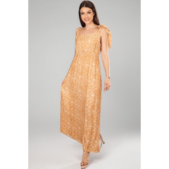 Vestido Longo Apioba Viscose com Amarração no Ombro Dunas Do Nordeste