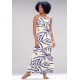 Vestido Longo Malha Trapézio Bambu Azul