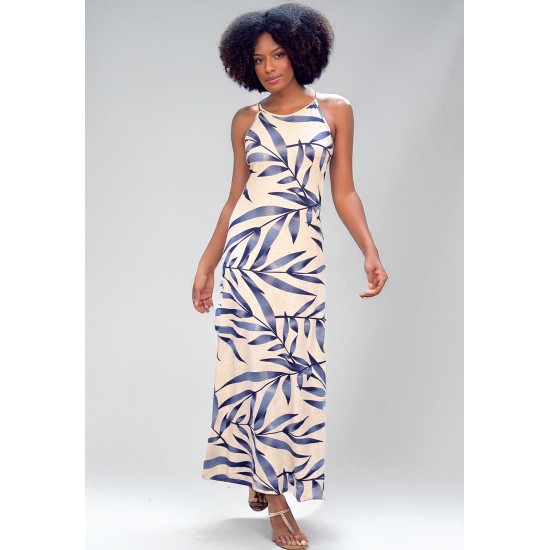 Vestido Longo Malha Trapézio Bambu Azul