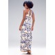 Vestido Longo Malha Trapézio Bambu Azul