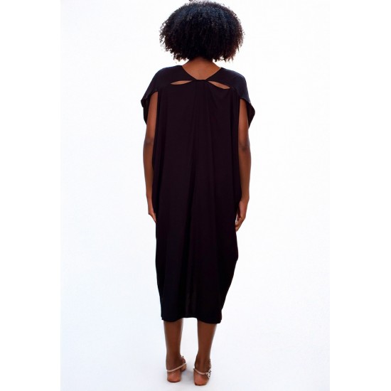 Vestido Kaftan Detalhes nas Costas Preto