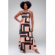 Vestido Longo Malha Trapézio Estampa Chapada de Areia