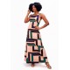 Vestido Longo Malha Trapézio Estampa Chapada de Areia