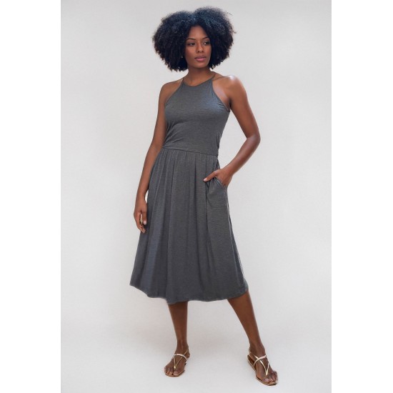 Vestido Midi  Jennifer Malha Trapézio com Bolso Mescla