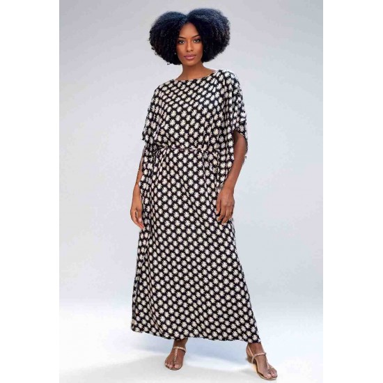 Vestido Kaftan Viscose Longo Estampa Encanto das Margaridas