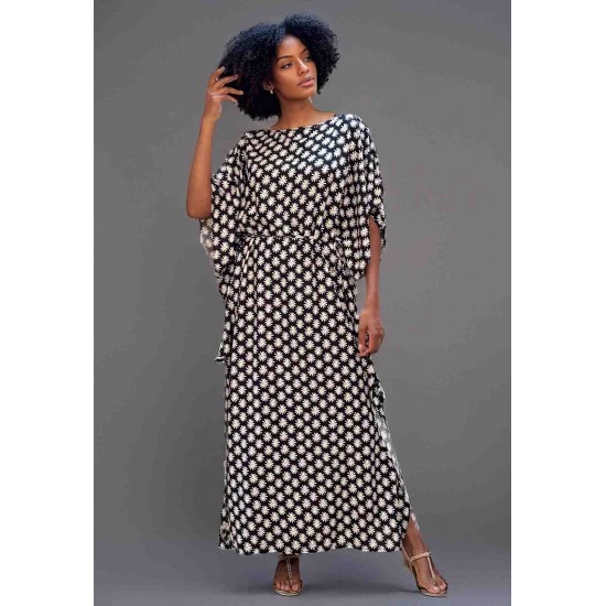 Vestido Kaftan Viscose Longo Estampa Encanto das Margaridas