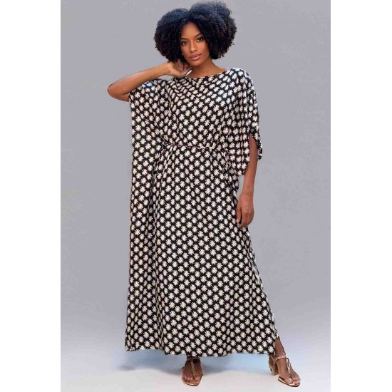 Vestido Kaftan Viscose Longo Estampa Encanto das Margaridas