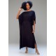 Vestido Kaftan Viscose Longo Preto