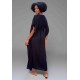 Vestido Kaftan Viscose Longo Preto