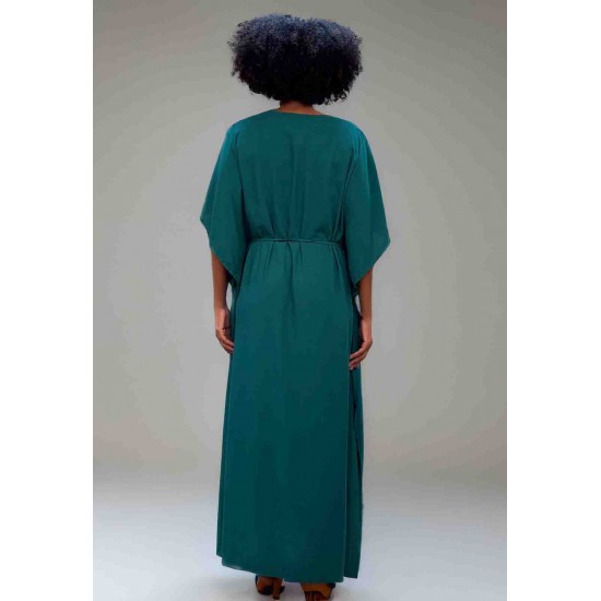 Vestido Kaftan Viscose Longo Verde Musgo