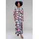 Vestido Kaftan Viscose Longo Estampa Floresce