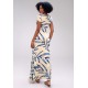 Vestido Longo Malha Gola Canoa Manga Curta Bambu Azul