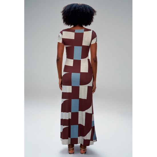Vestido Longo Malha Gola Canoa Manga Curta  Santa Rosa do Tocantins