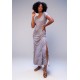 Vestido Longo Malha Gola Canoa Manga Curta Estampa Murici
