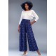 Calça Pantalona Elastic Embaú Azul Marinho Florido