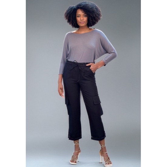 Calça Reta Cargo Plano Preto