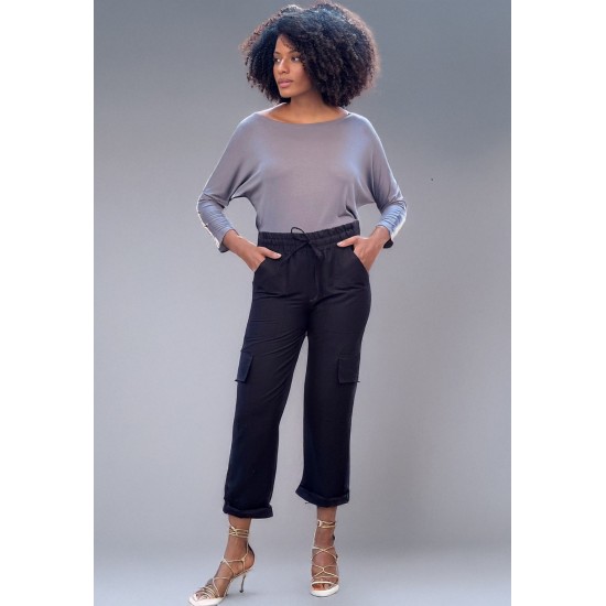 Calça Reta Cargo Plano Preto