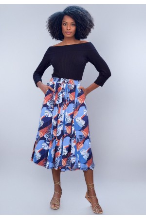 Saia Longa Viscose Estampa Jardim Celeste