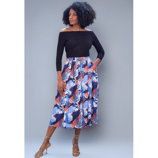 Saia Longa Viscose Estampa Jardim Celeste