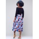 Saia Longa Viscose Estampa Jardim Celeste