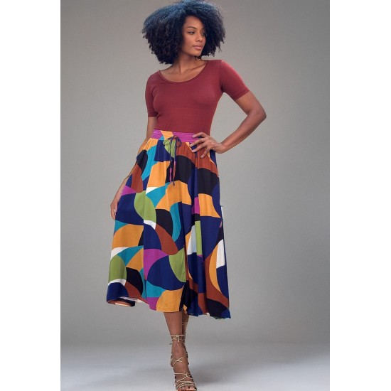 Saia Longa Viscose Estampa Jardim Azul