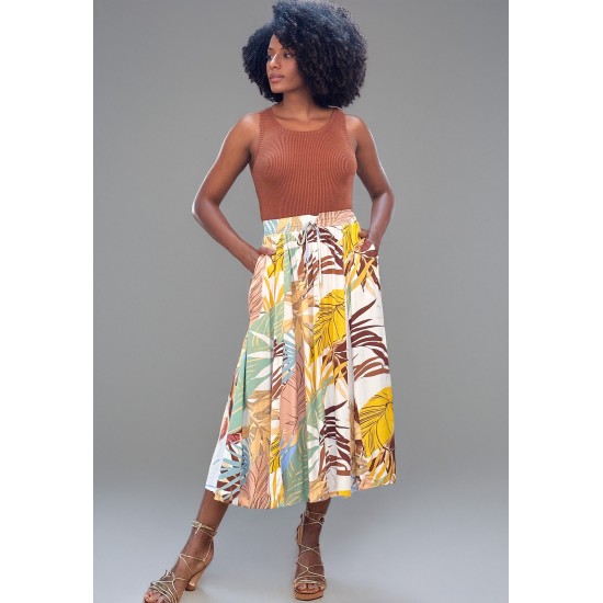 Saia Longa Viscose Estampa Aurora Suave