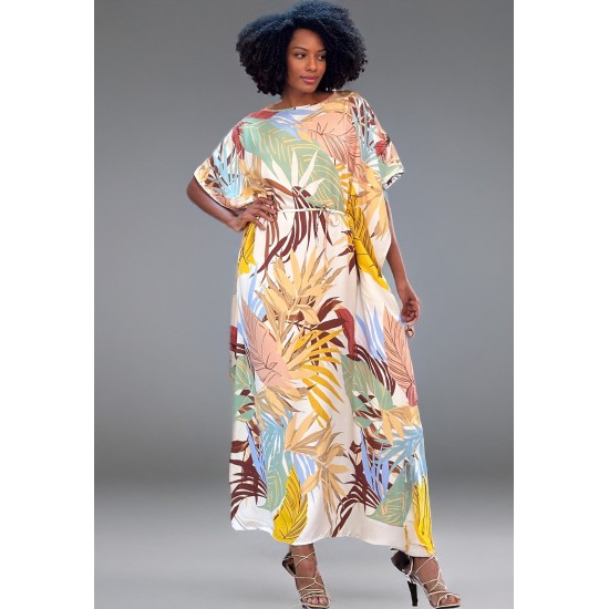 Vestido Kaftan Viscose Longo Estampa Aurora Suave