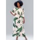 Vestido Kaftan Viscose Longo Estampa Folhagem Poética