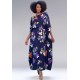 Vestido Kaftan Viscose Longo Estampa Festa das Flores Azul