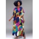 Vestido Kaftan Viscose Longo Estampa Jardim Azul