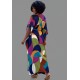 Vestido Kaftan Viscose Longo Estampa Jardim Azul