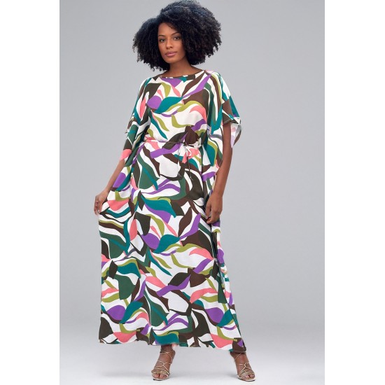 Vestido Kaftan Viscose Longo Estampa Encanto Botânico