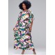 Vestido Kaftan Viscose Longo Estampa Encanto Botânico