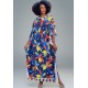 Vestido Kaftan Viscose Longo Estampa Azul do Pantanal 